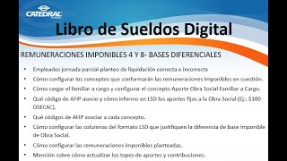 Curso Libro de Sueldos Digital  REMUNERACIONES IMPONIBLES 4 y 8  BASES DIFERENCIALES [upl. by Alicul]