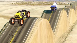 Cars VS Roller Coaster and Switchback Road  Truck and Car vs Switchback Wavy Roads  BeamNGDrive [upl. by Kirwin]