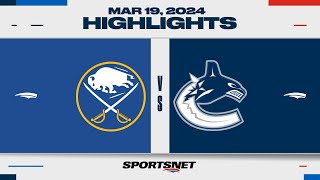 NHL Highlights  Sabres vs Canucks  March 19 2024 [upl. by Berkman]