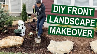 DIY Front Yard Landscaping Makeover on a Budget [upl. by Eetsirhc]