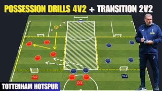 📢Possession Football Drills 4v2  Transition 2v2 Combination  Tottenham Hotspur [upl. by Aynav]