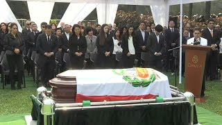 Coffin of Perus expresident Alberto Fujimori arrives at cemetery  AFP [upl. by Nedah]