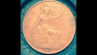 1921 One Penny  George V United Kingdom [upl. by Annij]