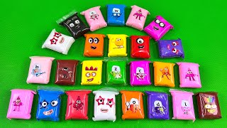 Mixing Rainbow CLAY Coloring with Numberblocks Colourblocks in CLAY Bags ASMR [upl. by Eitnom]