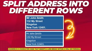 Split Address Into Different Rows Using TextSplit Function In Excel [upl. by Janik]