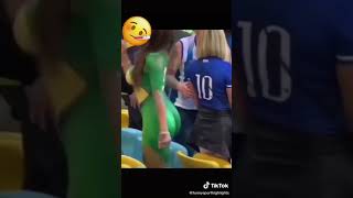 Hot Brazilian Girl in Body Painting at Football Game shorts bodypaint bodypainting [upl. by Swirsky]