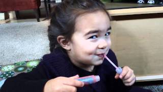 Ava putting on lip gloss [upl. by Alie]