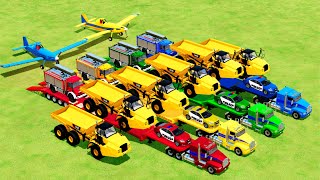 TRANSPORTING POLICE CARS AMBULANCE FIRE TRUCK DUMP TRUCK WITH HELICOPTER FARMING SIMULATOR 22 [upl. by Herminia]