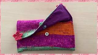 Crochet tunisien  réaliser une pochette doublée pour gauchers [upl. by Hootman]