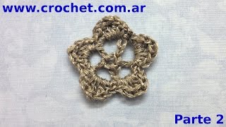 FLOR en tejido crochet o ganchillo N° 23 Parte 2 tutorial paso a paso Moda a Crochet [upl. by Inihor]