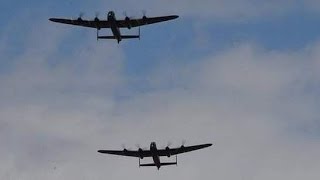 2 Lancasters flying for 1st time  Merlin heaven [upl. by Fernas]