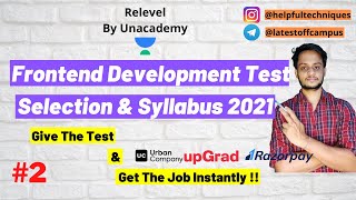 Get PLACED Instantly  Relevel Frontend Development Test 2021  Syllabus amp Selection Process [upl. by Smoht]