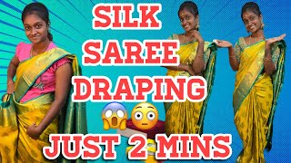 Paviயின் Silk Saree Draping😍Just 2mins😱 Saree Draping  how to do  Shanpavi [upl. by Imoyn]