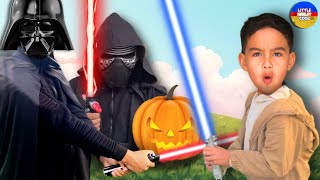 Littlehenleycool saves Halloween and stops Darth Vader and Kylo Ren [upl. by Nnyleuqcaj]