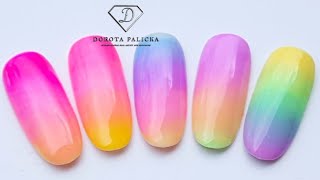 How to do gel polish ombre rainbow ombre nails rainbow nails gel ombre 4 colour ombre nails [upl. by Ahsenroc]