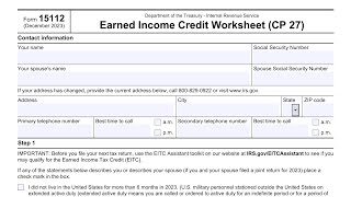 IRS Form 15112 walkthrough Earned Income Credit  CP27 [upl. by Allez15]