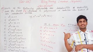 Modern Algebra Ring Theory  Lecture22  Irreduciblity of Polynomial Over Zp  By Mr Parveen [upl. by Uhile830]