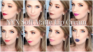 FULL COLLECTION 36 NYX Soft Matte Lip Cream Swatches on Pale Skin [upl. by Fischer]