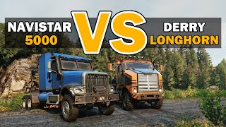 SnowRunner  Navistar 5000 vs Derry Longhorn 4520  Trucks Comparison Test  4k Gameplay [upl. by Kcirdaed]