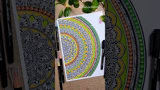 Colourful mandala💚💛🧡 art mandalas colorful artshorts youtubeartist drawing mandaladrawing [upl. by Schreibe156]