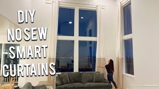 DIY IKEA CURTAIN HACK NO SEW SMART EXTRA LONG CURTAINS TURNED [upl. by Arraic]