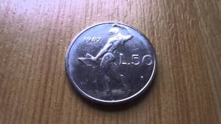 50 Lira coin of Italy  Repvbblica Italiana in HD [upl. by Rats]