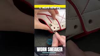 LEATHER DAMAGE RESTORE of Sneakers  leather shoes repair  leather damage repairing howto diy [upl. by Oneil755]