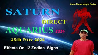 Saturn Direct In Aquarius 2024 In Vedic Astrology। Saturn direct 2024। [upl. by Gwendolin772]