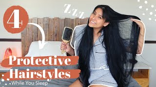 How To Sleep With LONG HAIR  VERY EASY Minimal Protective Sleep Hairstyles  Indigenous Hair 2021 [upl. by Airtened]