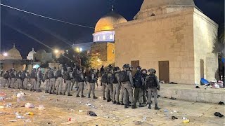 today A heavy police force was deployed in Masjid alAQSA on Friday During Fajar Adhan [upl. by Airtina]