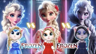 ℹ️ My talking angela 2  Frozen  RED Elsa❄️ VS Black Elsa VS Blue Elsa  cosplay [upl. by Blackwell]