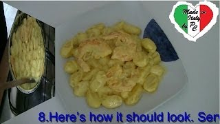 Lezioni di cucina italiana 17 Gnocchi al Gambero Giallo gamberi panna e zafferano [upl. by Shoemaker]