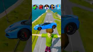 🚘CR7 vs Messi vs Mbappe vs Shaggy Rogers Characters ⚽️ beamngdrive simulator shorts football [upl. by Atelokin]