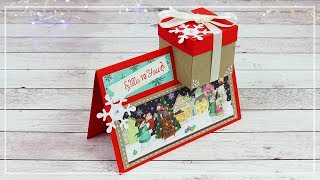 Biglietto con Pacchetto di Natale  Box in a Card DIY [upl. by Tatman901]