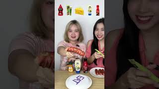 Eat or Skip sausages with different sauces eating challenge funny viralvideo shorts [upl. by Arodaeht]