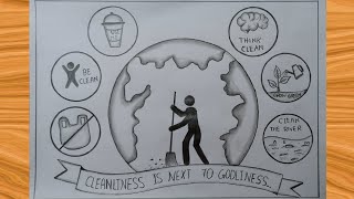 National Cleanliness day drawing Cleanliness is next to Godliness poster drawing 2024 [upl. by Cleland551]