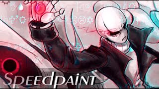 GlitchTale Gaster SPEEDPAINT GlitchTale  Collab with Camila Cuevas [upl. by Bellis]