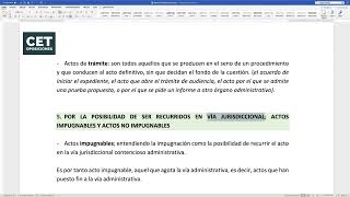 LOS ACTOS ADMINISTRATIVOS CET Oposiciones [upl. by Yanat553]