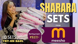 New Designer SHARARA SET from MEESHO 💜💛  Tryon  Honest Review  gimaashi [upl. by Ellasal]