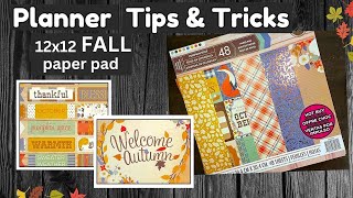 How to use a 12x12 FALL paper pad in your planners  Michaels  Happy Planner  plan with me [upl. by Sells]