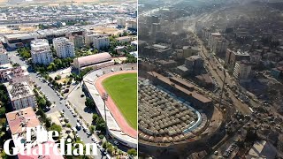 Before and after drone footage shows extent of devastation in quakeshit Turkey [upl. by Asenev]