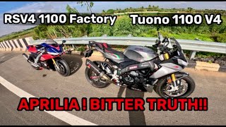 Reality of Aprilia in India  Aprilia RSV4 1100 FACTORY amp Tuono 1100 V4 [upl. by Rraval]