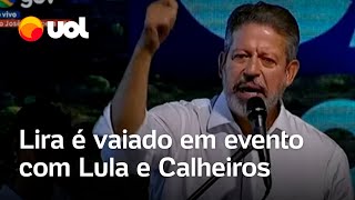 Lira é vaiado durante discurso em evento com Lula e Renan Calheiros em Alagoas [upl. by Nesbitt120]