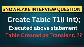 Transient Table Created By Default in Snowflake  Snowflake Interview Questions and Answer [upl. by Annovy]