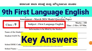 9th Model Question Paper First Language English Key Answers Karnataka KSEEB Examination 2024 [upl. by Sera]