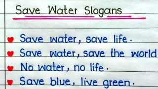 Slogans On Save Water in English ll Save Water Slogans ll [upl. by Mian]