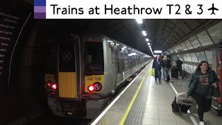 London Underground Heathrow Express And Elizabeth Line Trains at Heathrow Terminals 2 amp 3 [upl. by Araeic260]