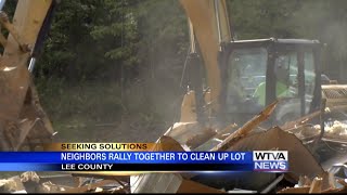 Lee County neighbors rally together to clean up lot [upl. by Adeuga]