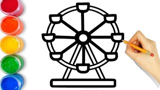 Ferris Wheel Drawing 🎡  Easy Kids Drawing  Kids Drawing Learning  Step By Step Drawing Learning [upl. by Eseuqram]