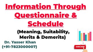 Information Through Questionnaires And Schedules  Information Through Questionnaire  Statistics [upl. by Rep380]